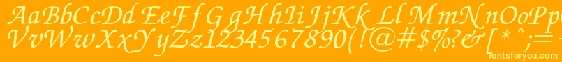 Chancery Font – Yellow Fonts on Orange Background