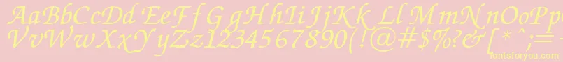 Chancery Font – Yellow Fonts on Pink Background