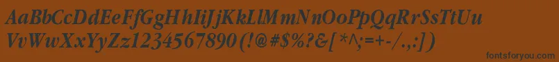 Czcionka ClassicrussiancBolditalic – czarne czcionki na brązowym tle