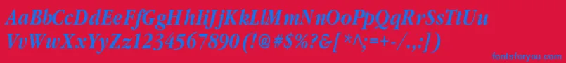 ClassicrussiancBolditalic-Schriftart – Blaue Schriften auf rotem Hintergrund