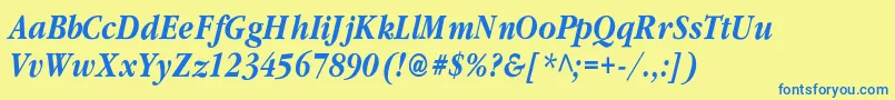 ClassicrussiancBolditalic Font – Blue Fonts on Yellow Background