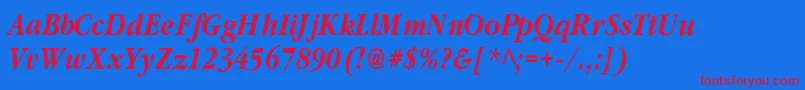 ClassicrussiancBolditalic Font – Red Fonts on Blue Background