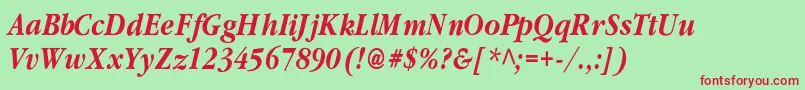 ClassicrussiancBolditalic Font – Red Fonts on Green Background