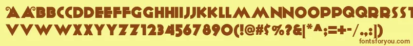 フォントAnagramNf – 茶色の文字が黄色の背景にあります。