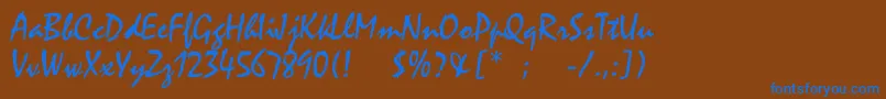 Keltonn-Schriftart – Blaue Schriften auf braunem Hintergrund