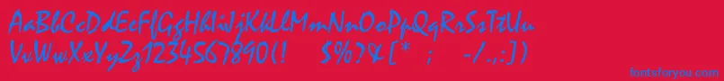 Keltonn-Schriftart – Blaue Schriften auf rotem Hintergrund