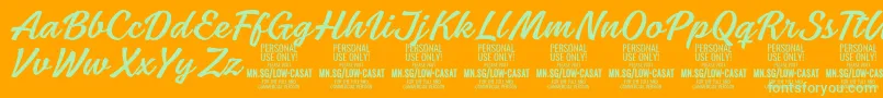 LowcasatlightPersonalUse Font – Green Fonts on Orange Background