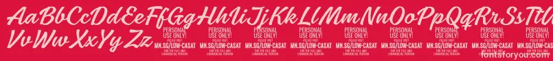 LowcasatlightPersonalUse Font – Pink Fonts on Red Background