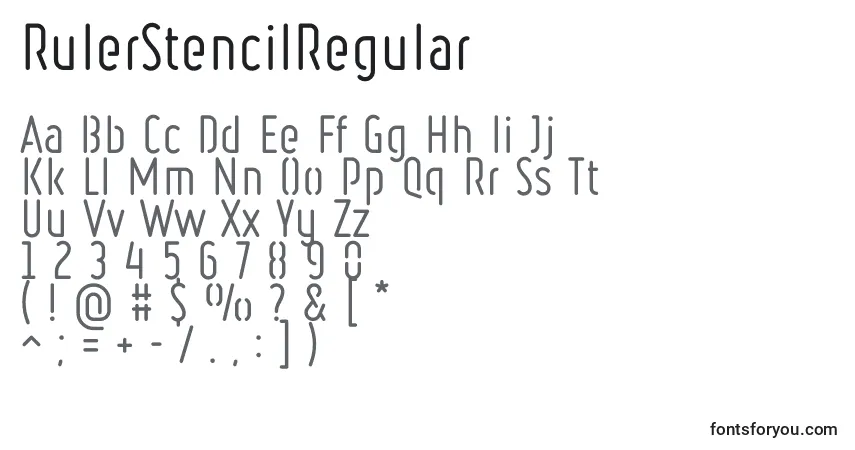 Schriftart RulerStencilRegular – Alphabet, Zahlen, spezielle Symbole
