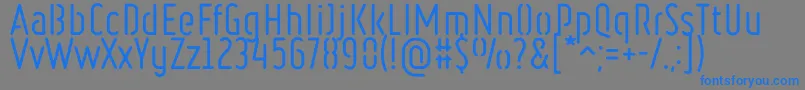 RulerStencilRegular-Schriftart – Blaue Schriften auf grauem Hintergrund