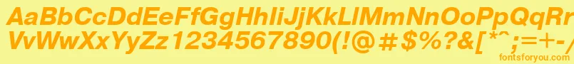 UkrainianpragmaticaBolditalic-Schriftart – Orangefarbene Schriften auf gelbem Hintergrund