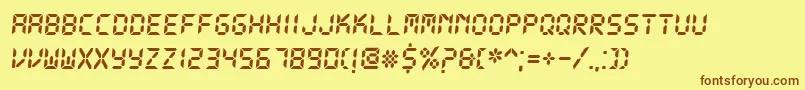 フォントDsDigit – 茶色の文字が黄色の背景にあります。