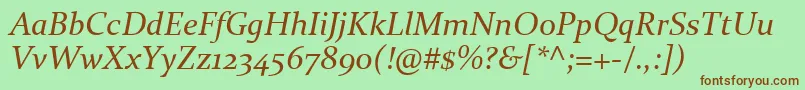 ConstantiaItalic Font – Brown Fonts on Green Background