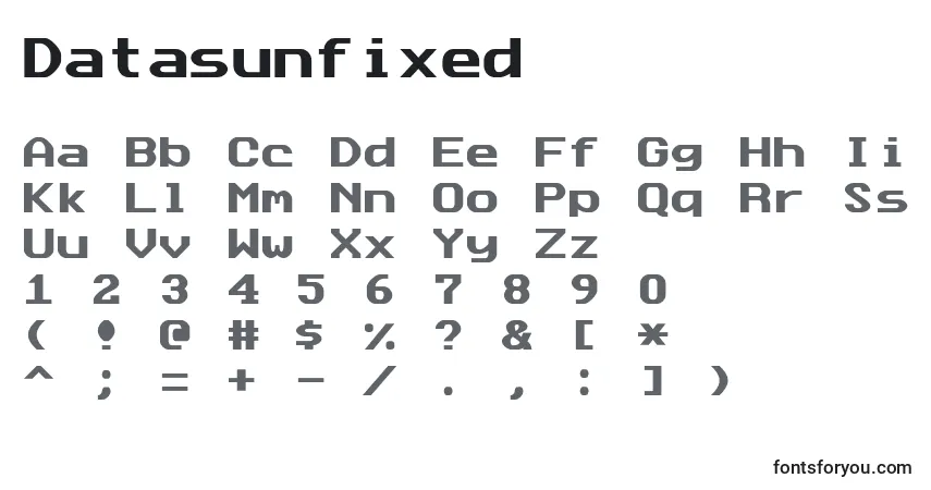 A fonte Datasunfixed (115336) – alfabeto, números, caracteres especiais