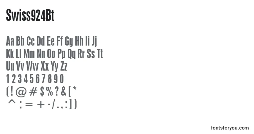 A fonte Swiss924Bt – alfabeto, números, caracteres especiais