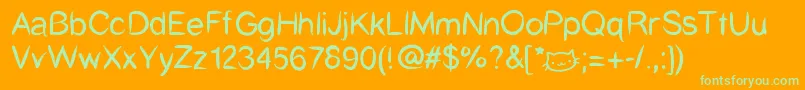 Catcafe Font – Green Fonts on Orange Background
