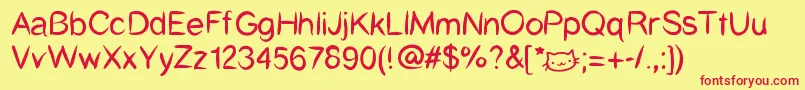 Catcafe Font – Red Fonts on Yellow Background