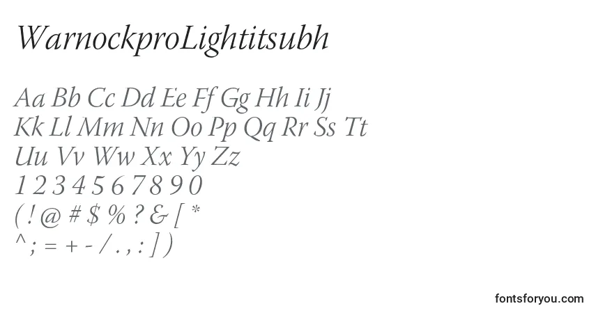Czcionka WarnockproLightitsubh – alfabet, cyfry, specjalne znaki