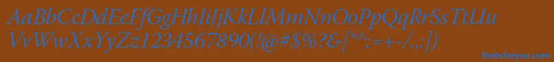 WarnockproLightitsubh Font – Blue Fonts on Brown Background