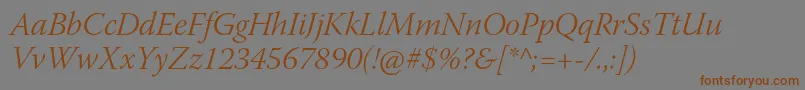 WarnockproLightitsubh Font – Brown Fonts on Gray Background
