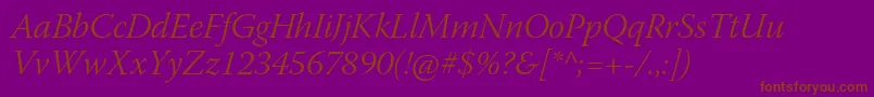 WarnockproLightitsubh Font – Brown Fonts on Purple Background
