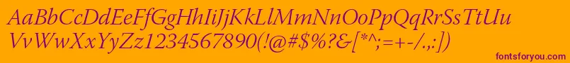 WarnockproLightitsubh Font – Purple Fonts on Orange Background