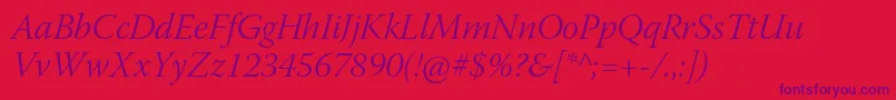 WarnockproLightitsubh Font – Purple Fonts on Red Background