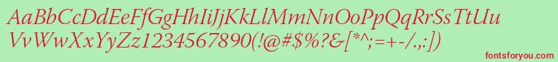 WarnockproLightitsubh Font – Red Fonts on Green Background