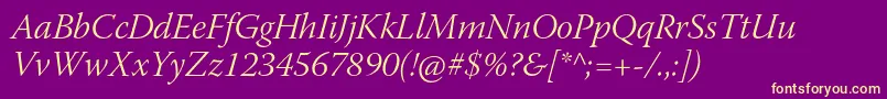 WarnockproLightitsubh Font – Yellow Fonts on Purple Background