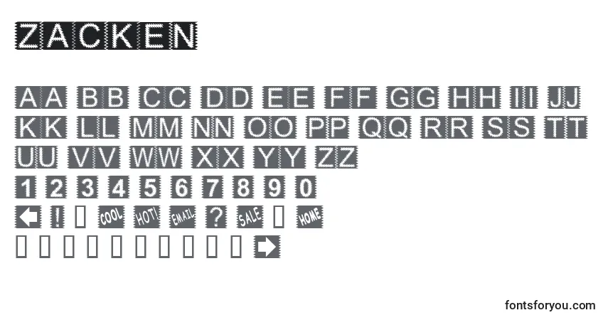 Czcionka Zacken – alfabet, cyfry, specjalne znaki