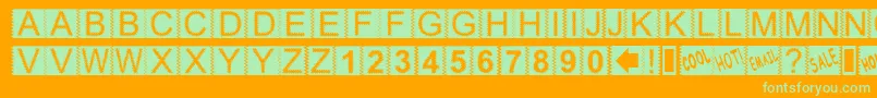 フォントZacken – オレンジの背景に緑のフォント