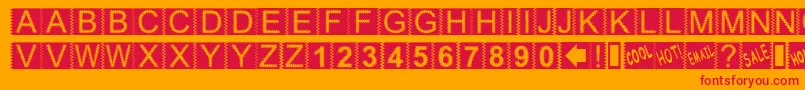 Zacken-Schriftart – Rote Schriften auf orangefarbenem Hintergrund