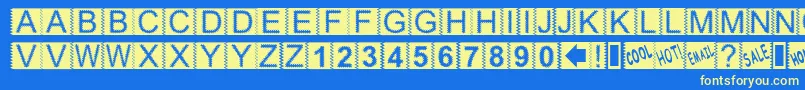 フォントZacken – 黄色の文字、青い背景