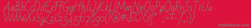 BadScriptRegular-Schriftart – Graue Schriften auf rotem Hintergrund
