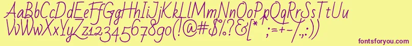 BadScriptRegular Font – Purple Fonts on Yellow Background