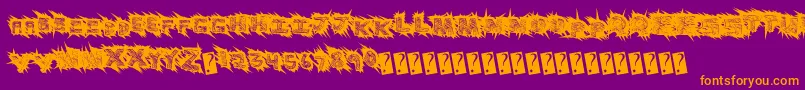 Czcionka Scratchingly – pomarańczowe czcionki na fioletowym tle