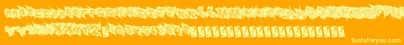 Scratchingly-Schriftart – Gelbe Schriften auf orangefarbenem Hintergrund