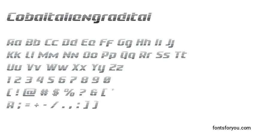 A fonte Cobaltaliengradital – alfabeto, números, caracteres especiais