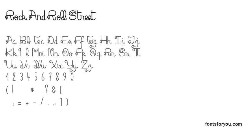 Schriftart RockAndRollStreet – Alphabet, Zahlen, spezielle Symbole