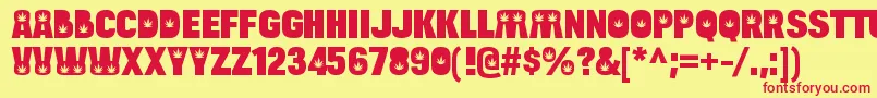 フォントBulltoadhempRegular – 赤い文字の黄色い背景