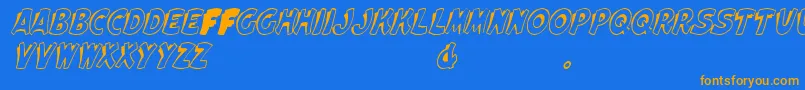ElwoodItalic-Schriftart – Orangefarbene Schriften auf blauem Hintergrund