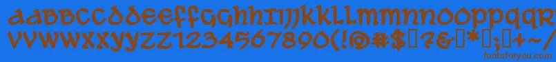 フォントAleawbb – 茶色の文字が青い背景にあります。