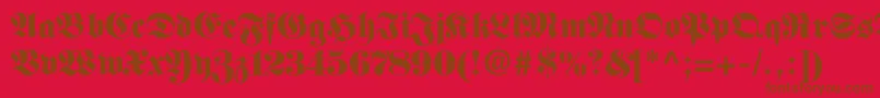 Fellowmaiden-Schriftart – Braune Schriften auf rotem Hintergrund