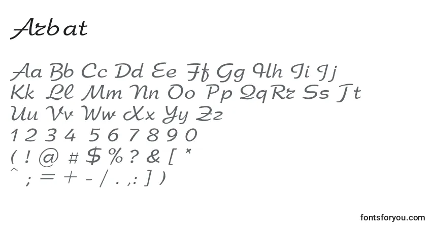 Шрифт Arbat – алфавит, цифры, специальные символы