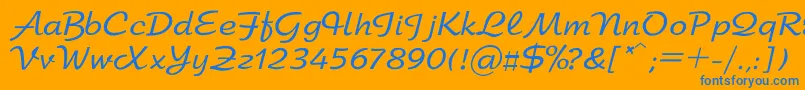 Arbat-Schriftart – Blaue Schriften auf orangefarbenem Hintergrund