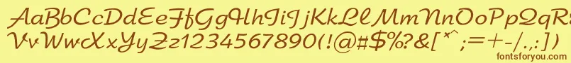 フォントArbat – 茶色の文字が黄色の背景にあります。