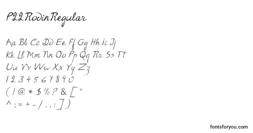 Schriftart P22RodinRegular – Alphabet, Zahlen, spezielle Symbole