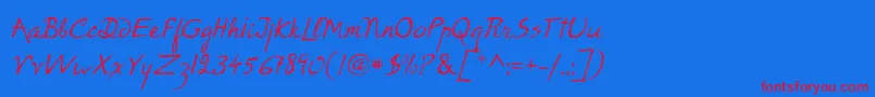 P22RodinRegular Font – Red Fonts on Blue Background