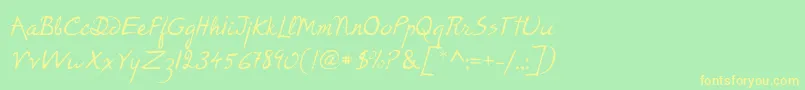 P22RodinRegular Font – Yellow Fonts on Green Background