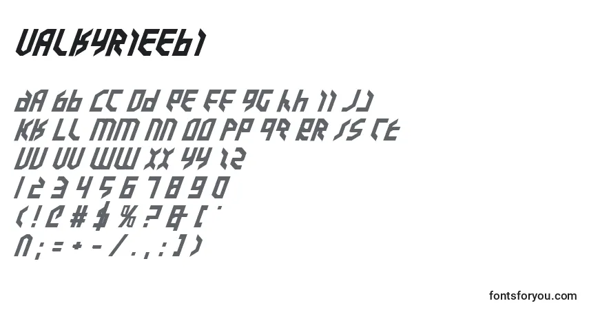 Schriftart Valkyrieebi – Alphabet, Zahlen, spezielle Symbole